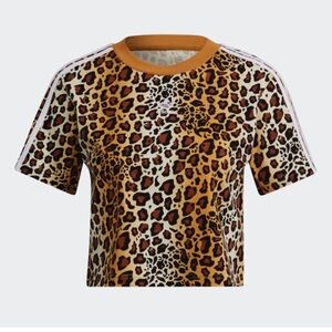 Adidas Leopard Print Crop Tee